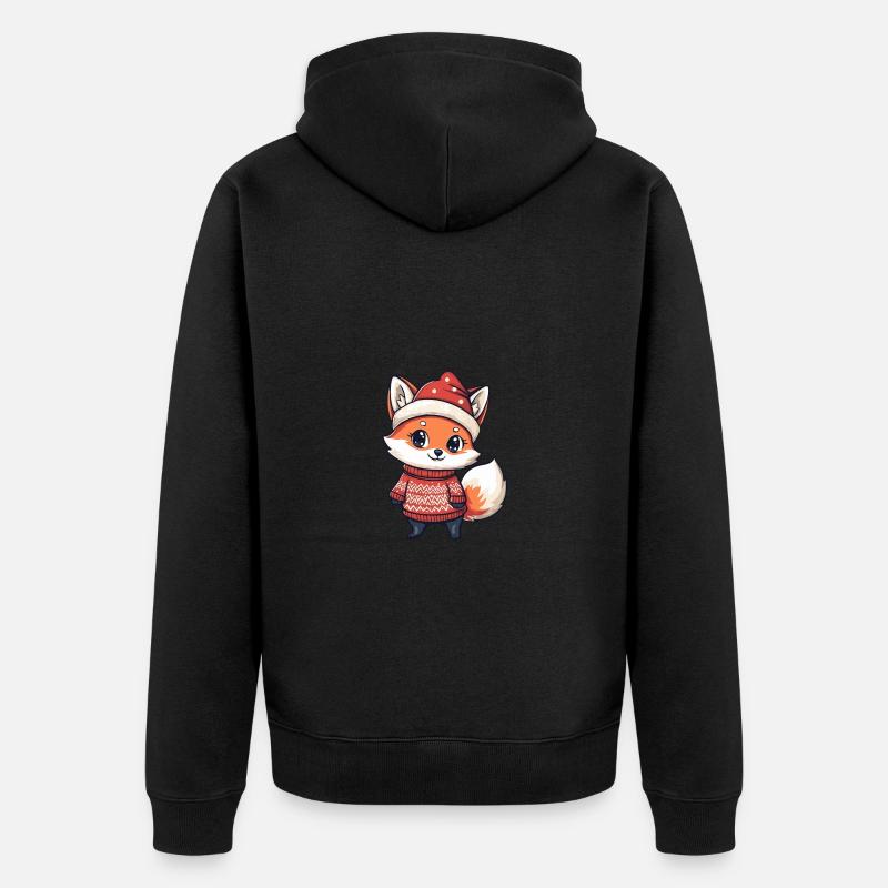 Fuchs Weihnachten Comic - Unisex Premium Bio Zip Hoodie - Schwarz