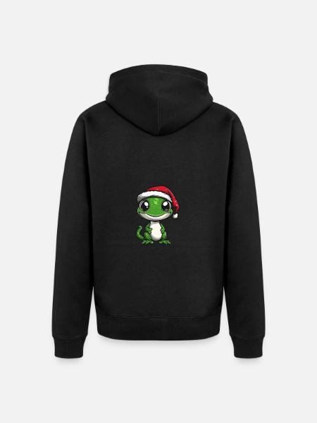Echse Weihnachten Niedlich - Unisex Premium Bio Zip Hoodie - Schwarz
