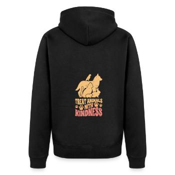 Retro Treat Animals With Kindness For A Vet Med - Unisex Premium Organic Zip Hoodie - black - Back - Nico (187cm)
