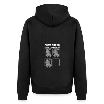 Cane Corso - Unisex Premium Organic Zip Hoodie - black - Back - Nico (187cm)
