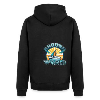 Voilier autour du monde - Veste à capuche bio Premium Unisexe - noir - Dos - Nico (187cm)