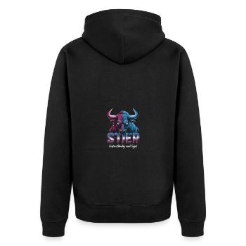 Taurus Zodiac Sign - Unisex Premium Organic Zip Hoodie - black - Back - Nico (187cm)
