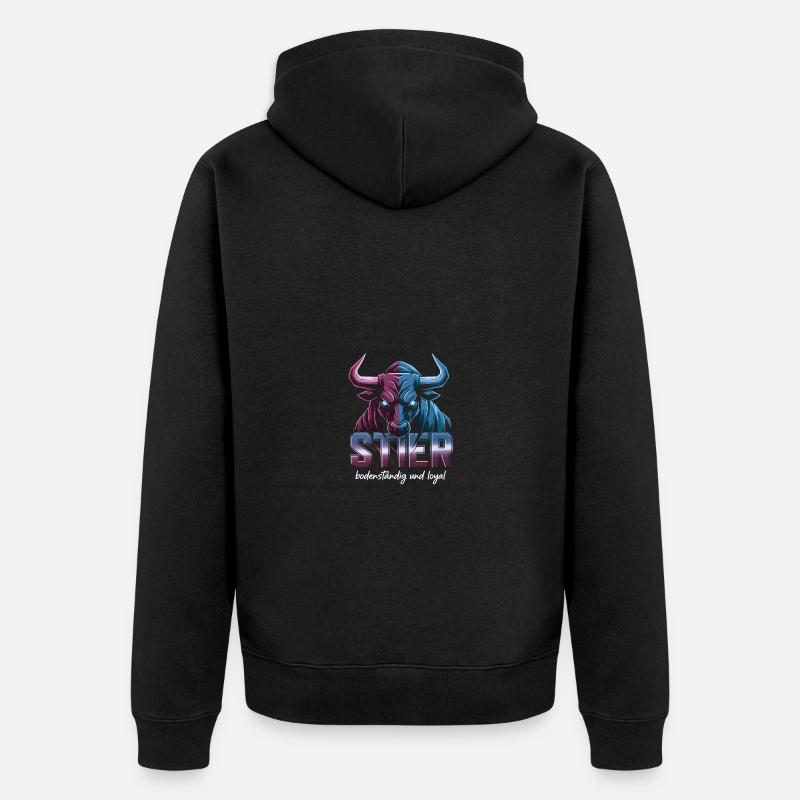 Stier Sternzeichen - Unisex Premium Bio Zip Hoodie - Schwarz