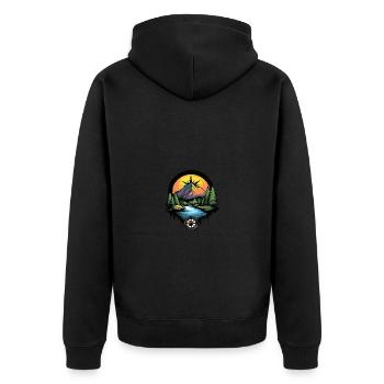 Berge Kompass - Unisex Premium Bio Zip Hoodie - Schwarz - Hinten - Nico (187cm)