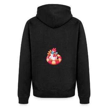 Hahn Comic Cool - Unisex Premium Bio Zip Hoodie - Schwarz - Hinten - Nico (187cm)