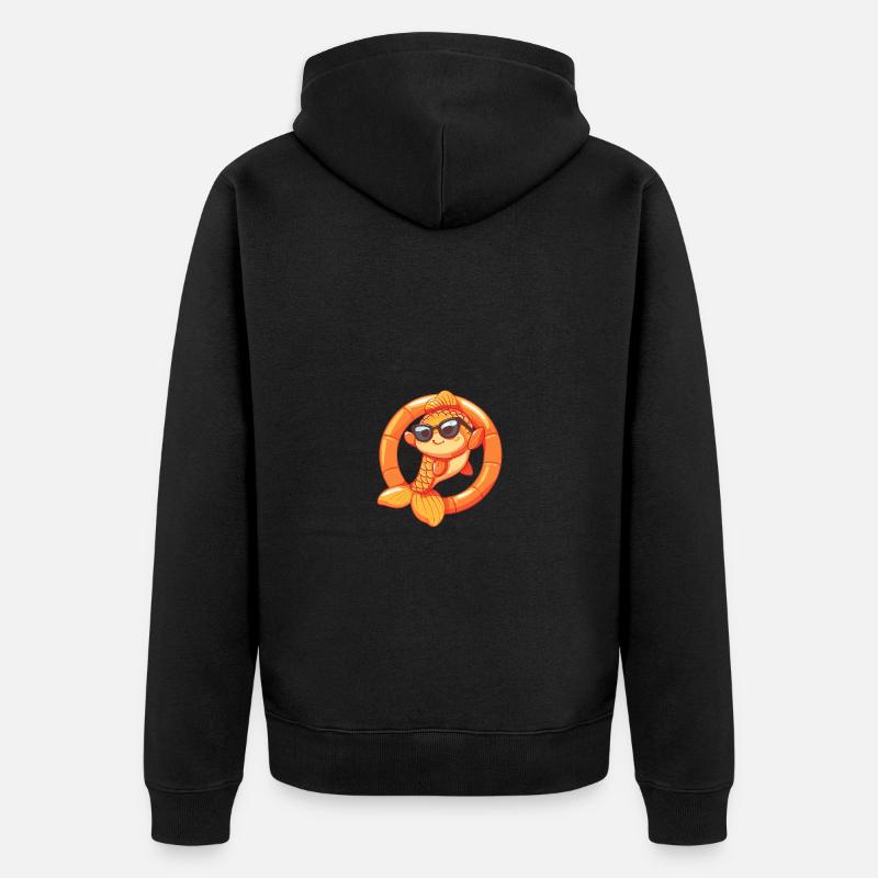 Poisson rouge Bande dessinée Cool - Veste à capuche bio Premium Unisexe - noir