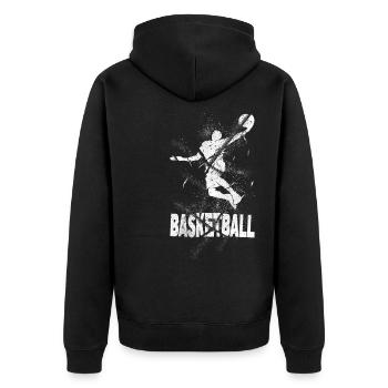 Basketball Basketball Player Dunking Grunge Splash - Unisex Premium Organic Zip Hoodie - black - Back - Nico (187cm)