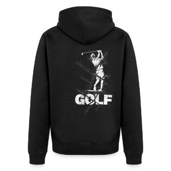 Golf Golfen Golfspieler Sport Hobby Splash Grunge - Unisex Premium Bio Zip Hoodie - Schwarz - Hinten - Nico (187cm)