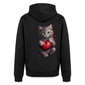 Chat mignon avec cœur pour les amoureux des chats aiment bébé - Veste à capuche bio Premium Unisexe - noir - Dos - Nico (187cm)