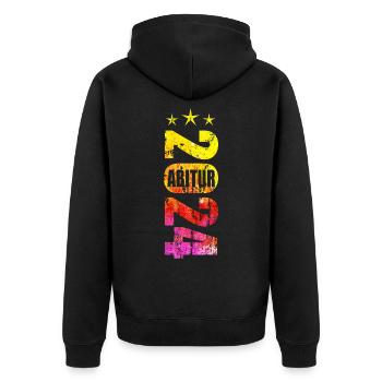 Abitur 2024 - Unisex Premium Bio Zip Hoodie - Schwarz - Hinten - Nico (187cm)