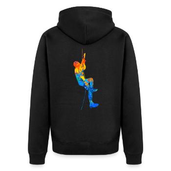 Bouldern Klettern Boulder Boulderer Kletterhalle - Unisex Premium Bio Zip Hoodie - Schwarz - Hinten - Nico (187cm)