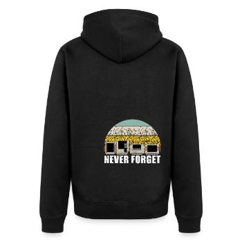 Never Forget Nostalgie Retro Gaming Konsole Gamer - Unisex Premium Bio Zip Hoodie - Schwarz - Hinten - Nico (187cm)