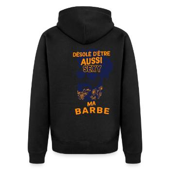 Barbu Et Sexy Humour Homme Papa - Veste à capuche bio Premium Unisexe - noir - Dos - Nico (187cm)