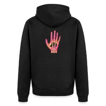 Röntgen Hand Skelett | Anatomie Vaporwave Art - Unisex Premium Bio Zip Hoodie - Schwarz - Hinten - Nico (187cm)