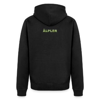 Älpler - Unisex Premium Bio Zip Hoodie - Schwarz - Hinten - Nico (187cm)