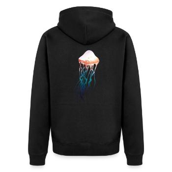 Jellyfish - Underwater with sunset - Unisex Premium Organic Zip Hoodie - black - Back - Nico (187cm)