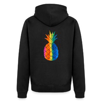 Happy Ananas - Unisex Premium Bio Zip Hoodie - Schwarz - Hinten - Nico (187cm)