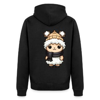 Alpaka Winter Tier Baby Comic - Unisex Premium Bio Zip Hoodie - Schwarz - Hinten - Nico (187cm)