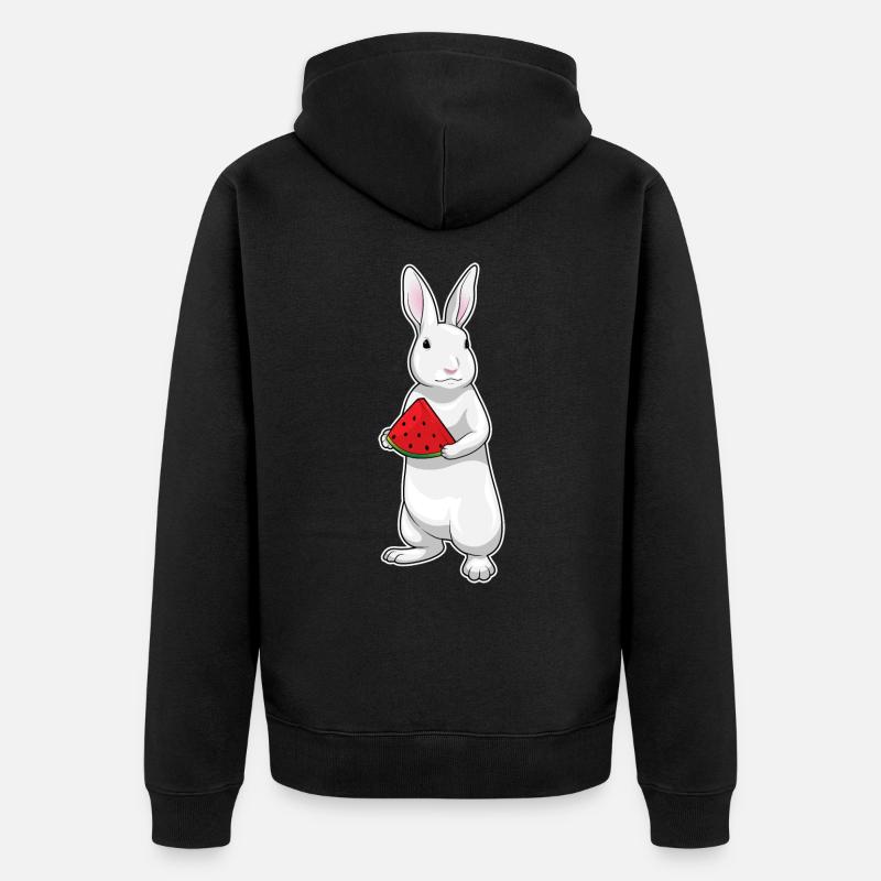 Lapin Pastèque - Veste à capuche bio Premium Unisexe - noir