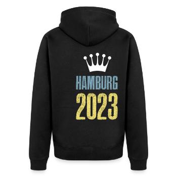 Hambourg 2023 Krone - Veste à capuche bio Premium Unisexe - noir - Dos - Nico (187cm)