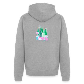 Christmas Xmas Tannenbaum Design - Unisex Premium Bio Zip Hoodie - Grau meliert - Hinten - Nico (187cm)