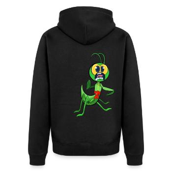 Praying mantis wearing tang outfit doing tai chi - Unisex Premium Organic Zip Hoodie - black - Back - Nico (187cm)