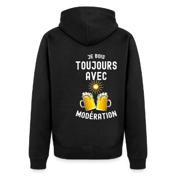 Je bois toujours avec modération Humour Apéro - Veste à capuche bio Premium Unisexe - noir - Dos - Nico (187cm)