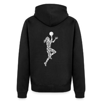 Symboles de basket-ball Fille Joueur de basket-ball - Veste à capuche bio Premium Unisexe - noir - Dos - Nico (187cm)