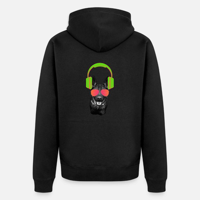Schäferhund DJ Deutscher Schäferhund Kopfhörer - Unisex Premium Bio Zip Hoodie - Schwarz