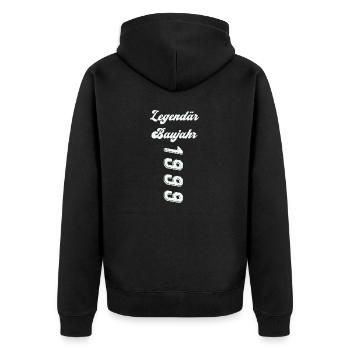 1999 - Unisex Premium Bio Zip Hoodie - Schwarz - Hinten - Nico (187cm)