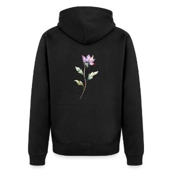 Rosa Blume in Wasserfarben style - Unisex Premium Bio Zip Hoodie - Schwarz - Hinten - Nico (187cm)
