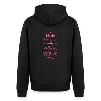 Little Drama Queen only milk can stop her - Unisex Premium Bio Zip Hoodie - Schwarz - Hinten - Nico (187cm)