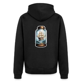 Navire dans une bouteille / Message dans une bouteille / Ahoy / ancre - Veste à capuche bio Premium Unisexe - noir - Dos - Nico (187cm)
