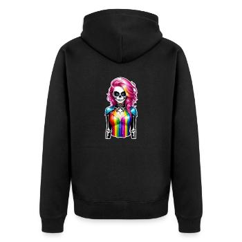 Halloween - Rock & Rainbow - Unisex Premium Organic Zip Hoodie - black - Back - Nico (187cm)