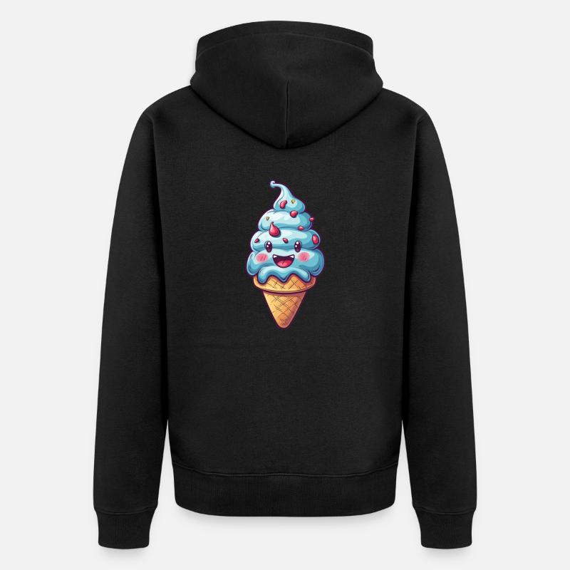 Création de crème glacée souriante - Veste à capuche bio Premium Unisexe - noir