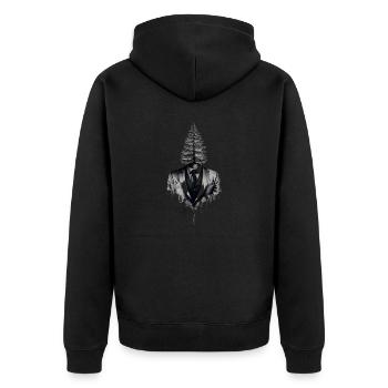 Natur im Kopf Wanderer Wälder und Wildnis - Unisex Premium Bio Zip Hoodie - Schwarz - Hinten - Nico (187cm)