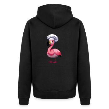 flamingo koch - Unisex Premium Bio Zip Hoodie - Schwarz - Hinten - Nico (187cm)