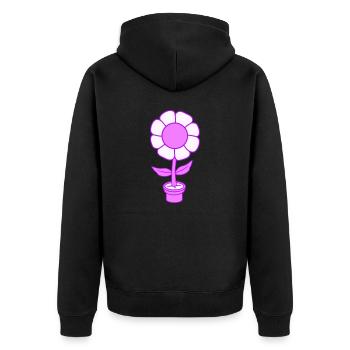 Small Pretty Happy Pink Flower Flower Pot - Unisex Premium Organic Zip Hoodie - black - Back - Nico (187cm)