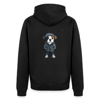 American Staffordshire Terrier Hund Cartoon - Unisex Premium Bio Zip Hoodie - Schwarz - Hinten - Nico (187cm)