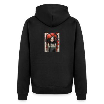 Manga Japonais Femme - Veste à capuche bio Premium Unisexe - noir - Dos - Nico (187cm)