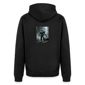 Futuristischer Astronaut auf fremden Planeten - Unisex Premium Bio Zip Hoodie - Schwarz - Hinten - Nico (187cm)