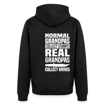 Knife Lover Gifts | Knife Knife Collector - Unisex Premium Organic Zip Hoodie - black - Back - Nico (187cm)