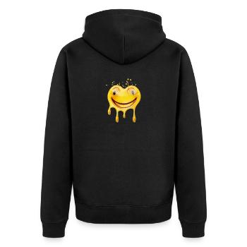 the melting laughter - Unisex Premium Organic Zip Hoodie - black - Back - Nico (187cm)