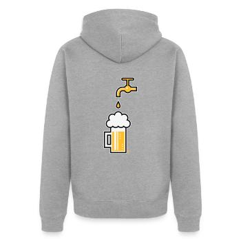 Beer Mug & Tap (Keg Beer / Draught Beer / 3C) - Unisex Premium Organic Zip Hoodie - heather grey - Back - Nico (187cm)