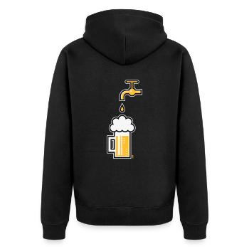 Beer Mug & Tap (Keg Beer / Draught Beer / 3C) - Unisex Premium Organic Zip Hoodie - black - Back - Nico (187cm)