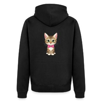 Niedliche Katze - Unisex Premium Bio Zip Hoodie - Schwarz - Hinten - Nico (187cm)