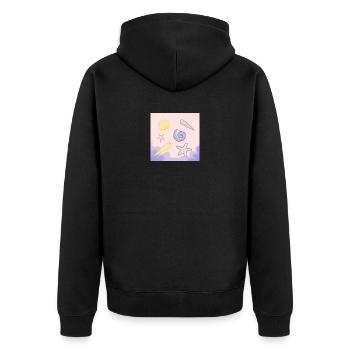 Pastellmeer Muscheln Seesterne - Unisex Premium Bio Zip Hoodie - Schwarz - Hinten - Nico (187cm)
