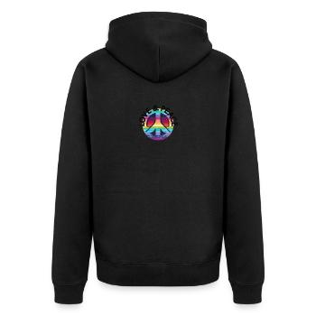 Love Peace 60s 70s Hippie Costume - Unisex Premium Organic Zip Hoodie - black - Back - Nico (187cm)