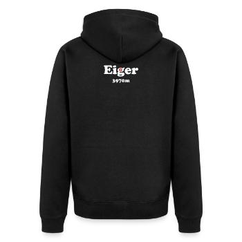 Eiger mit Schweizerkreuz - Unisex Premium Bio Zip Hoodie - Schwarz - Hinten - Nico (187cm)