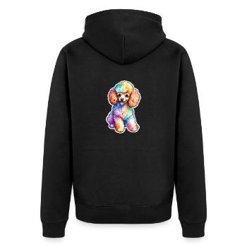 Pudel Wasserfarben - Unisex Premium Bio Zip Hoodie - Schwarz - Hinten - Nico (187cm)